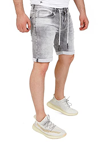 Yazubi Kurze Hosen Herren Slim Fit Männer Hosen Kurz Stretch Jeans Men Stretch Shorts Knielang Sweatbermudas Henry, Grau (Frost Gray 170000), W32 von Yazubi