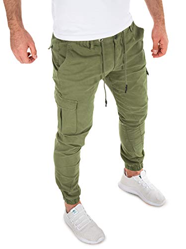 Yazubi Militär Hose Für Männer Hosen Cargo Jogginghose Herren Jeans Mit elastischem Bund Elijah, Grün (Dusky Green 4R170517), W32/L32 von Yazubi