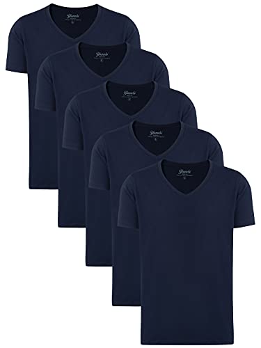 Yazubi Mythic - 5er Pack Slim Fit Herren T-Shirt V-Ausschnitt - Männer Basic Shirts - Klassische Baumwoll Tshirts, Blau (Dark Sapphire 194020), 6XL von Yazubi