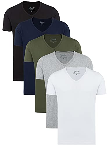 Yazubi Mythic - Männer Tshirts Mit V-Ausschnitt im 5er Pack - Bequeme Herren-T-Shirts - Basic Herren Tshirts Extra Large, Mix (mix1), 5XL von Yazubi