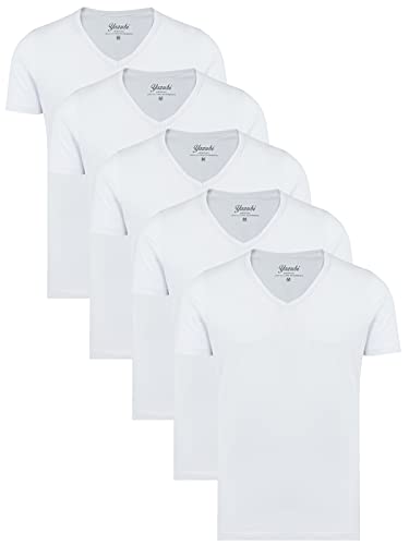 Yazubi Mythic - Männer Tshirts Mit V-Ausschnitt im 5er Pack - Herren-T-Shirts - Herren Tshirts Extra Lang, Weiß (Brilliant White 114001), 5XL von Yazubi