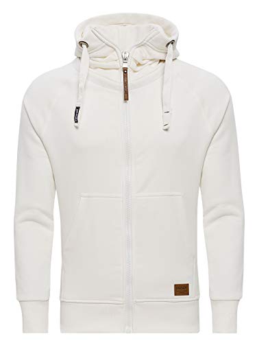 Yazubi Sweatjacke Reißverschluss Männer Kaputzen Jacke Herren Übergroßer Kapuzen Zip Pulli Jacob, Weiß (Cloud Dancer 114201), 6XL von Yazubi