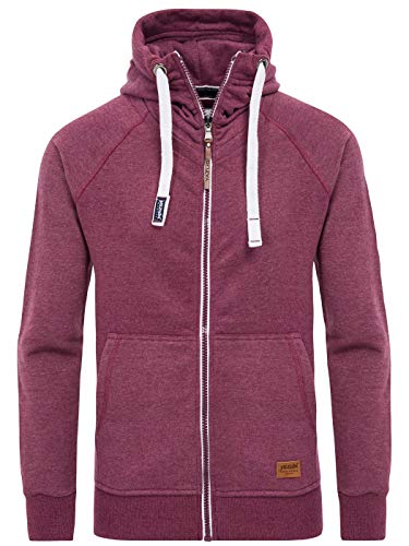 Yazubi Herren Sweatjacke Hoodie mit Reißverschluss Jacob, Rot (Plum Wine 181411), 5XL von Yazubi