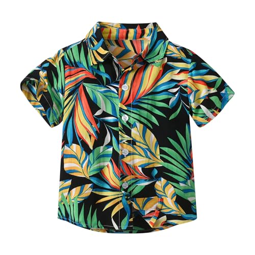 Angebote des Tages Heute Hawaiihemd Mädchen und Junge 3D Hawaii Bedrucken Hemd Casual Sommerhemd Knöpfe Revers Strandhemd Sommer Locker Shirt Dünne Hemdbluse Oberteile Sommer Kurzarmshirt Leichte von Ybing