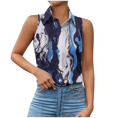 Damen Bluse V-Ausschnitt Tank Top Causal Arbeit Oberteile Lässige Elegant Ärmellose Bluse mit Knöpfen Tops Basic Tunika Shirt Geschenke für Frauen von Ybing