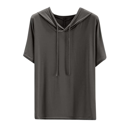 Hoodie Damen Kurzarm Lässig Einfarbig T-Shirt mit Kapuze Sommer Dünne Kapuzenpullover Locker Sportlich Hoody Oberteile Modische Sweatshirt Bequem Kordelzug Kapuzenpulli Leichte Hoody Sportshirt von Ybing