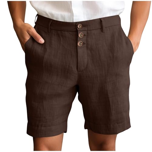 Kurze Hosen Herren Einfarbig Chino Shorts Baumwolle Stretch Anzughose Locker Beach Kurz Cargo Hose Knöpfe Reißverschluss Anzugshorts Männer Business Short mit Taschen Klassisch Sommerhose von Ybing