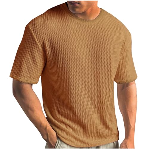 Oversized Tshirt Herren Sommer T-Shirt Rundhals Kurzarm T Shirt Einfarbig Basic Shirts Männer Lose Freizeitshirts Sportshirts von Ybing