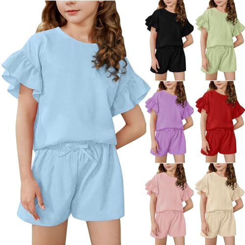 Bekleidungssets Für Mädchen 2 Teiler Sommer Outfits Locker Kurze Hose Und Tshirt Set Einfarbig 2 Piece Sport Kleidung Jogging Hosenanzug Casual Kinderkleidung Warehouse Deal von Ybing