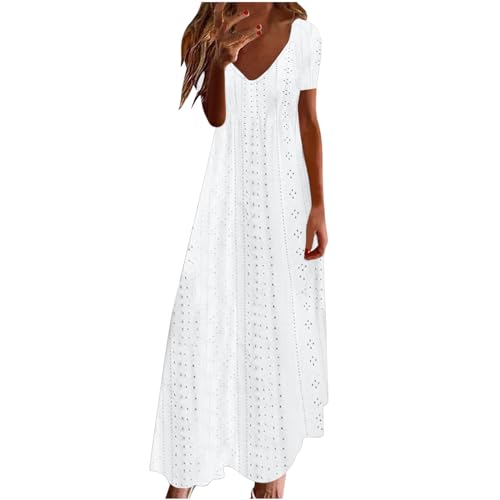 Ybing Damen Kleider Freizeit Lose Sommerkleid Lang Boho Maxikleid für Rundhals Strandkleid Blumenkleid Warehouse Deals Angebote B Ware von Ybing