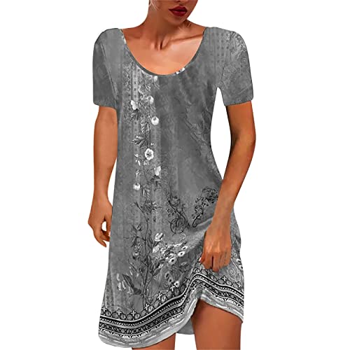 Ybing Damen Sommerkleid Kurzarm V-Ausschnitt Kleider Blumenmuster Kleid Wickelkleid Mit Taschen Die Discounter von Ybing