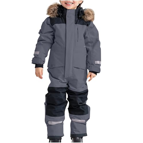 Ybing Einteiliges Schneeanzug Kinder Warm Skioverall Unisex Kinder Wasserdicht Skianzüge Winddicht Schneeoverall Softshell Fellkragenkapuze Skijacke Skihose Angebote Des Tages Heute von Ybing