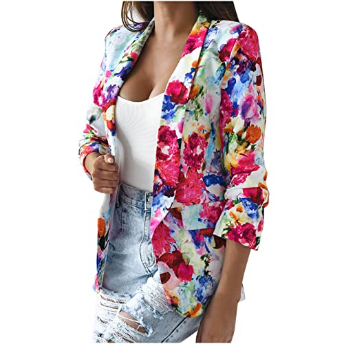 Ybing Generic Angebote Blazer Damen Bunt 3D Druck Bussiness Mantel Y2K Revers Arbeitsjacke Passform Anzugmantel Leichte Geschäft Büro Jacke Modische Blazerjacke Teenager Mädchen Anzugjacke von Ybing