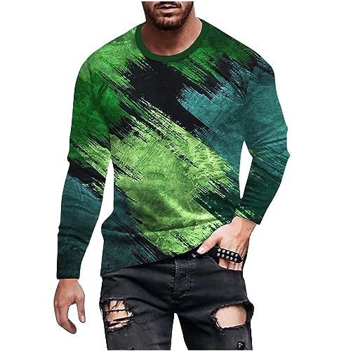 Ybing Gutschein Langarmshirt Herren Batik Langarm Sport Tshirt Lässig O-Ausschnitt Pullover Schlank Tie Dye Oberteile Dünne Longsleeve T-Shirt Regulär Basic Top Bequem von Ybing