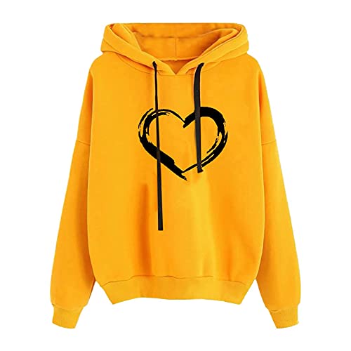 Ybing Hoodie Damen Herz/Kätzchen Druck Kapuzenpullover Casual Sweatshirt mit Kapuze Schlank Kapuzenpulli Übergangs Hoody Oberteile Bequem Pullover Klassisch Langarmshirt Blitzangebote des Tages von Ybing