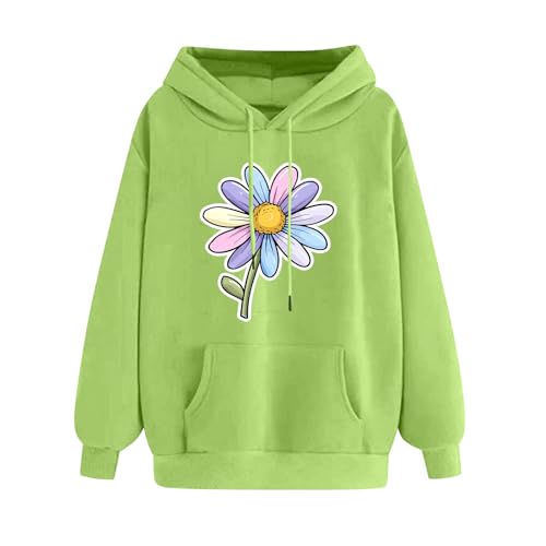 Ybing Hoodie Damen Herz/Kätzchen Druck Kapuzenpullover Casual Sweatshirt mit Kapuze Schlank Kapuzenpulli Übergangs Hoody Oberteile Bequem Pullover mit Tasche Klassisch Langarmshirt Outdoor Top von Ybing