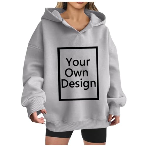Ybing Hoodie Damen Selbst Gestalten Vorne Druck Kapuzenpullover Locker Sweatshirt Individuell Bedrucken Lassen Mädchen Persönlichkeit Exklusive Individualisierung Hoody Oberteile Mit Foto Text Logo von Ybing
