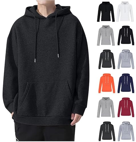 Ybing Hoodie Herren Einfarbig Kapuzenpullover Casual Sweatshirt Mit Kapuze Locker Hoody Oberteile Dünne Kapuzenpulli Klassisch Pullover Kordelzug Langarmshirt mit Tasche Sportshirt Frühlingsangebote von Ybing