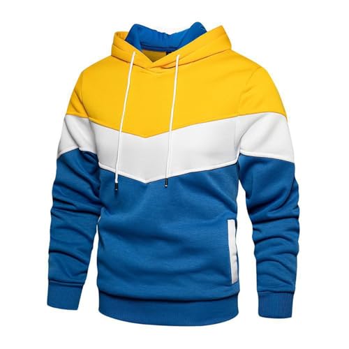 Ybing Hoodie Herren Farbblock Patchwork Pullover Casual Vintage Gym Kapuzenpullover Leichte Sweatshirt mit Kapuze Locker Sport Kapuzenpulli Bequem Hoody Oberteile Herrenpullover Gutschein Angebote von Ybing