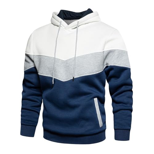 Ybing Hoodie Herren Farbblock Patchwork Pullover Casual Vintage Gym Kapuzenpullover Leichte Sweatshirt mit Kapuze Locker Sport Kapuzenpulli Bequem Hoody Oberteile Winter Herrenpullover Discounter von Ybing