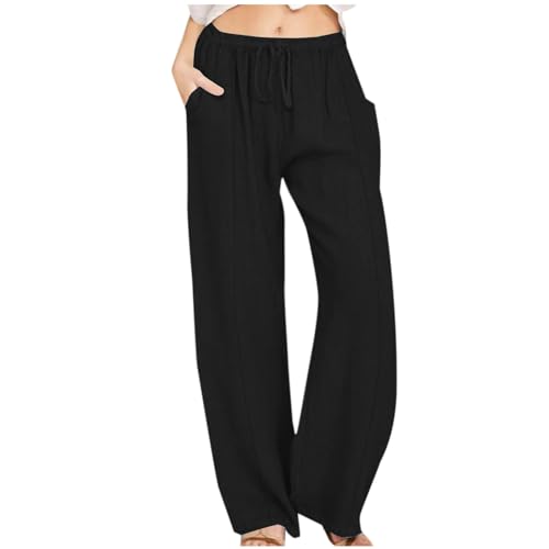 Ybing Hose Damen Leinen Sommerhose 7/8 Casual Leichte Baumwolle Leinenhose Stoffhose Bequeme Luftige Freizeithose Strandhose Mit Taschen Blitzangebote des Tages Heute von Ybing