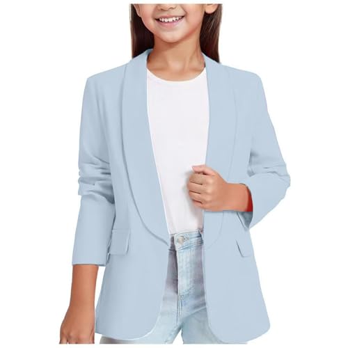 Ybing Mädchen Blazern langärmelig Mädchen Lange Ärmel Schuluniform Kinder Cardigan Formale Offene Front Anzugjacke mit Innentasche für Kinder Langarm Anzugjacke Black Friday Angebote von Ybing