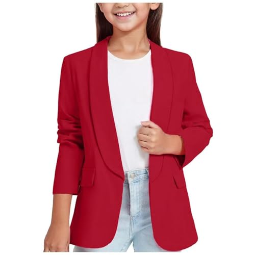 Ybing Mädchen Blazern langärmelig Mädchen Lange Ärmel Schuluniform Kinder Cardigan Formale Offene Front Anzugjacke mit Innentasche für Kinder Langarm Anzugjacke Sale Angebote von Ybing