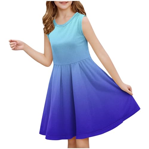 Ybing Mädchen Kleider Ärmelloses Kinder Sommerkleid Baumwolle Elegante Freizeitkleid Festliches Rundhals Swingkleid für Mädchen 3-14 Jahre Prime of Day von Ybing