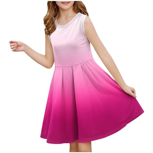 Ybing Mädchen Kleider Ärmelloses Kinder Sommerkleid Baumwolle Elegante Freizeitkleid Festliches Rundhals Swingkleid für Mädchen 3-14 Jahre Prime of Day von Ybing