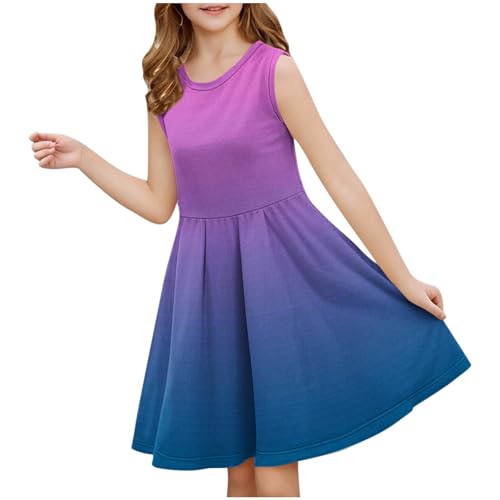 Ybing Mädchen Kleider Ärmelloses Kinder Sommerkleid Baumwolle Elegante Freizeitkleid Festliches Rundhals Swingkleid für Mädchen 3-14 Jahre Warehouse Deal von Ybing