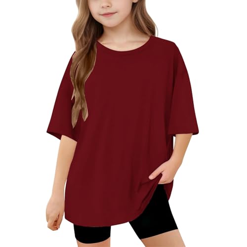Ybing Meine bestellungen anzeigen Oversize T-Shirt Mädchen Casual O-Ausschnitt Bluse Sommer Locker Tshirt Einfarbig T Shirt Klassisch Kurzarm Oberteile Dünne Basic Top Leichte von Ybing