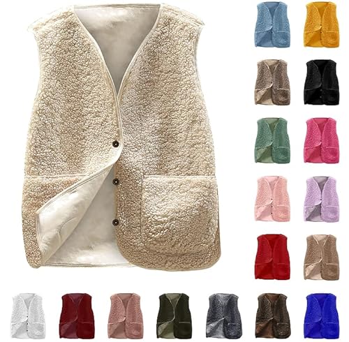 Ybing Polarfleece Weste Mädchen Junge Unisex Kinder Teddyweste Elegant Einfarbig Fleeceweste Knöpfe V-Ausschnitt Plüschweste Warme Ärmellos Fleecerjacke Weich Winterjacke Bequem Thermoweste von Ybing