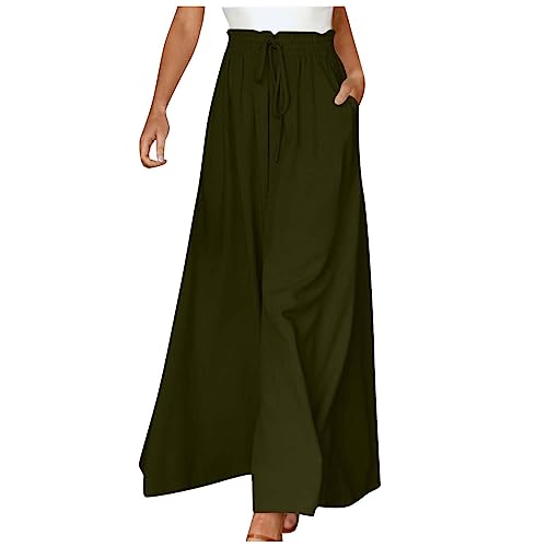 Ybing Sommerhose Damen Elegant Boho High Waist Strandhose Locker Palazzo Lang Weite Hose von Ybing