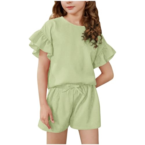 Sportbekleidung Kinder Mädchen Set Baumwolle 2 Teiler Sportanzug Kurze Hose Und T-Shirt Sport Modische Sommer Outfit Freizeit Trainingsanzug Jogging Kleidung Lässige 2 Piece Set Die Discounter von Ybing