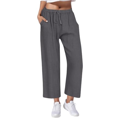 Ybing Stoffhose Damen Musselin Hose Sommer Mode Lässige Leichte Freizeithose Strandhose Sommerhose Einfarbig Bequeme Luftige Einfarbig Gerade Geschnitten Bein Hosen und Taschen Gutschein Angebote von Ybing