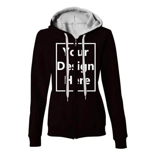 Ybing Sweatjacke Individuell Bedrucken Lassen Damen Selbst Gestalten Vorne Druck Hoodie Jacke Persönlichkeit Reißverschluss Kapuzenpullover Exklusive Individualisierung Sportjacke Mit Foto Text Logo von Ybing