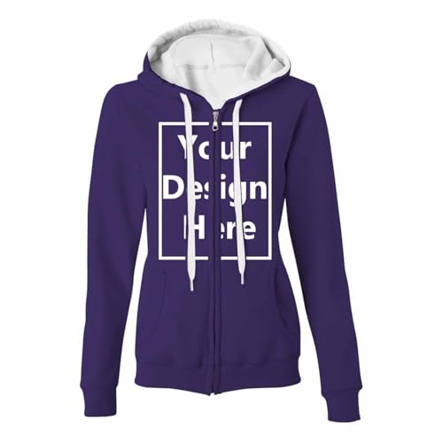Ybing Sweatjacke Individuell Bedrucken Lassen Damen Selbst Gestalten Vorne Druck Hoodie Jacke Persönlichkeit Reißverschluss Kapuzenpullover Exklusive Individualisierung Sportjacke Mit Foto Text Logo von Ybing