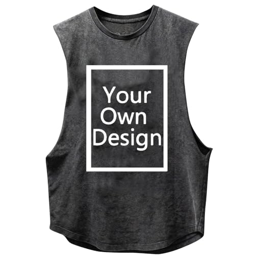Ybing Unterhemd Herren Selbst Gestalten Vorne Druck Tank Top Sportshirt Individuell Bedrucken Lassen Männer Exklusive Individualisierung Fitnessshirt Mit Foto Text Logo Persönlichkeit Tanktops von Ybing