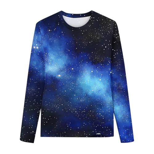 Ybing Warehouse Deals Angebote Galaxie Langarmshirt Mädchen 3D Galaxy Bedrucken Pullover Y2K O-Ausschnitt Bluse Modische Sweatshirt Locker Pulli Leichte Langarm Tshirt Bequem von Ybing
