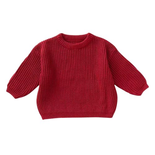 Ybing Weihnachtspullover Kinder,Personalisierte Pullover Kleinkinder mit Stickerei Name Text Individuell Rippen Strickpullover Kinder Baumwolle Gerippt Strickpulli Winterkleidung 3 Monate - 5 Jahre von Ybing