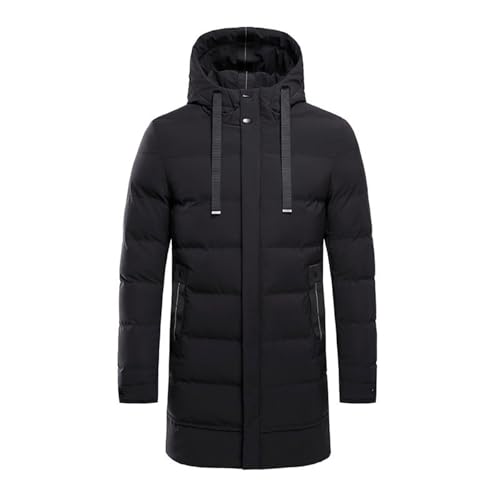 Ybing Wintermantel Herren Lang Dicke Warme Daunenjacke Casual Einfarbig Steppjacke mit Kapuze Schlank Puffer Coat Reißverschluss Winterjacke Bequem Winterparka Outdoorjacke M-5XL von Ybing