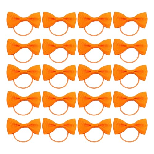20 Stück Orange Haarschmuck, Orangen Haarschleife, Orangen Schleifen für Haar, Mädchen Bommeln Schleifen Schulbänder, Elastische Haarbänder für Mädchen, kleine Band-Clips Haarbänder Halter Set (Orange von Ycfish