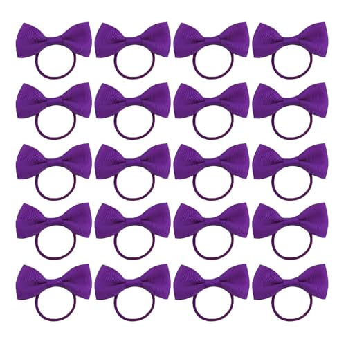 20 Stück lila Haarschmuck, lila Haarschleifen, violette Schleifen für Haare, Mädchen Bommeln Schleifen Schulbänder, elastische Haarbänder für Mädchen, kleine Band-Clips Haarbänder Halter Set (lila) von Ycfish