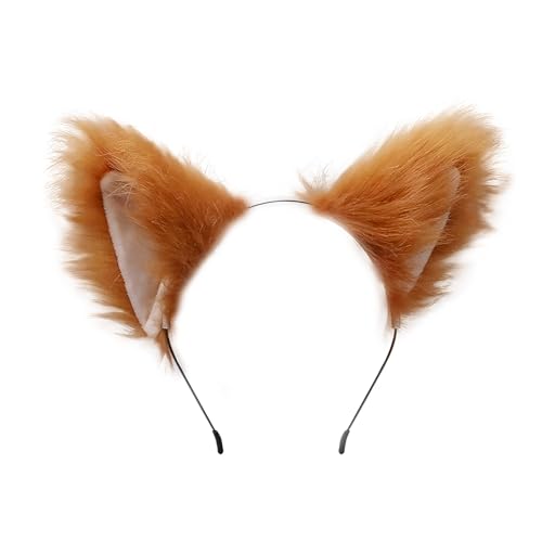 Handgefertigtes Stirnband mit Fuchs-Wolfsohren aus Kunstfell von Ycfish