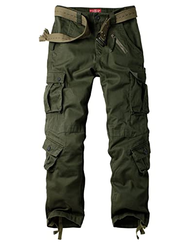 Ycfish Damen Hosen Cargo Hose Multi Taschen Wanderhose Workwear Reißverschluss Armee Militär Outdoorhose Relaxed-Fit Trekkinghose Cargohose Army Green 14-Tag 44 von Ycfish