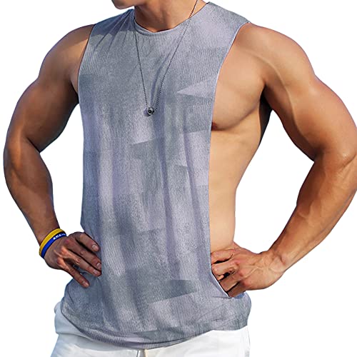 Herren Ärmellose Muskel Stringer Weste Aufschneiden Bodybuilding Tanktop für das Fitnessstudio Training Color Dunkelgrau Size M von Ychnaim