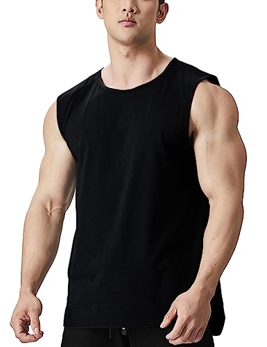 Ychnaim Herren Muscle Cut Ärmelloses Tank Top mit seitlichen Splits Color Black Size L von Ychnaim