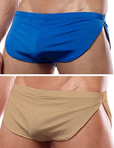 Ychnaim Herren-Shorts, niedrige Taille, geteilt, exotisch, kurz, Lounge-Boxershorts, Blau+Braun, L von Ychnaim