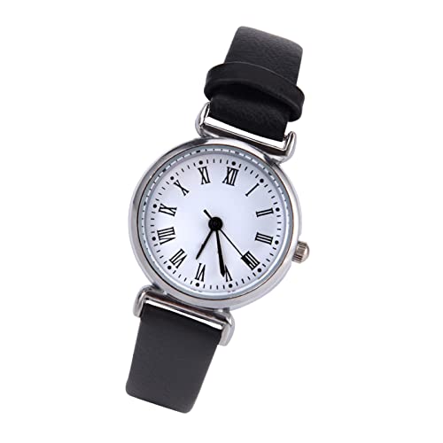 Yctze Exquisite Damen-Dr-Uhr mit R-Leder-St-Sm-einfache Mode-Armbanduhr in Schwarz. Damen-Modeuhr mit Rundem Zifferblatt (Schwarzer Gürtel und weiße Platte) von Yctze