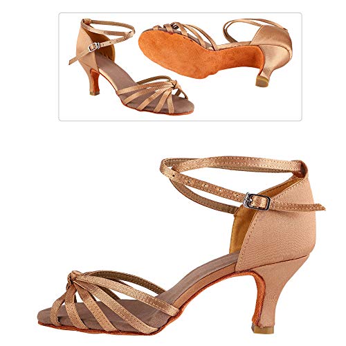 Yctze Zapatos Latino Mujer Weiche Bequeme Latein-Schuhe Mode Tanz-Cha-Cha- für Frauen Hellbraun 38 Bequeme Damen-Tanzschuhe (39) von Yctze